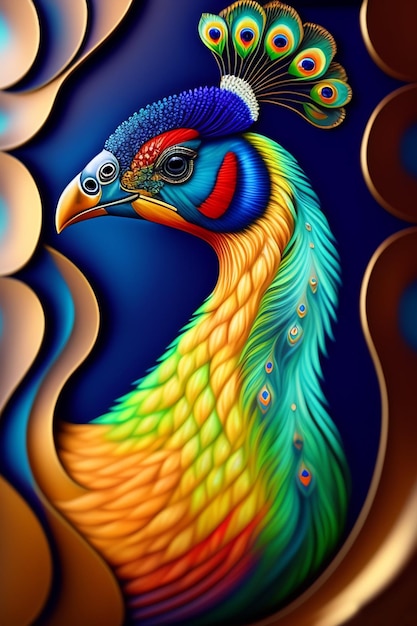 3d style peacock painting