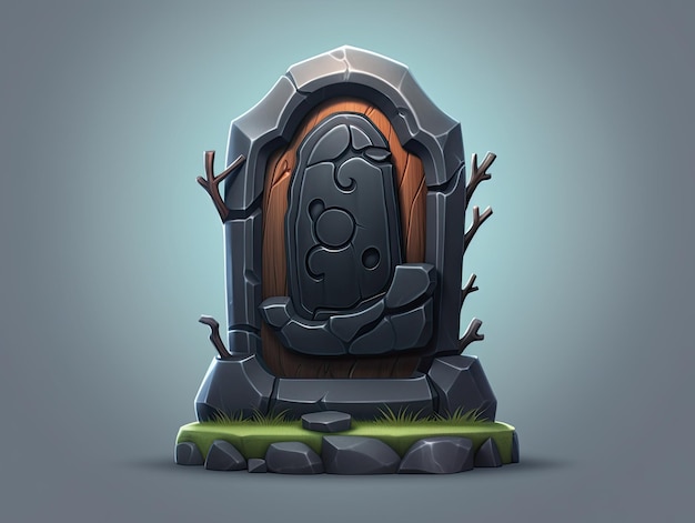 3d style tombstone app icon isolated on colorful background Generative AIxA