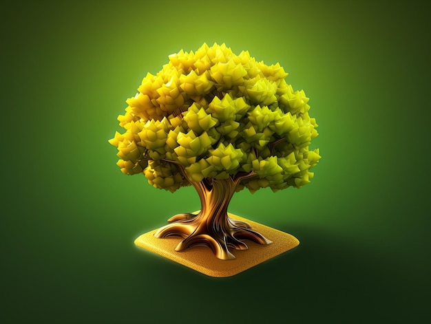 3d style tree nature green app icon isolated on colorful background Generative AI