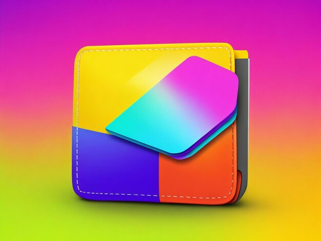 3d style wallet app icon isolated on colorful background ai generated