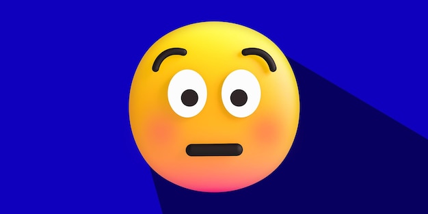 사진 파란색 바탕에 3d 스타일링 된 embarrassed emoji 배너