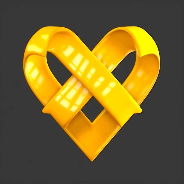 Photo 3d suicide prevention yellon ribbon with heart