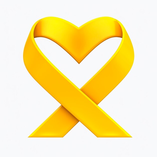 3d suicide prevention yellow ribbon with heart