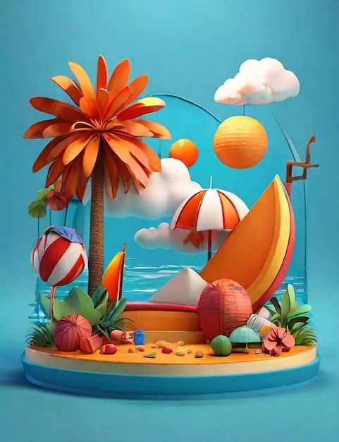 Photo 3d summer background representation