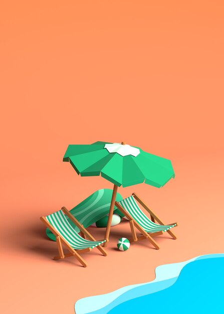 3d summer design with copy space