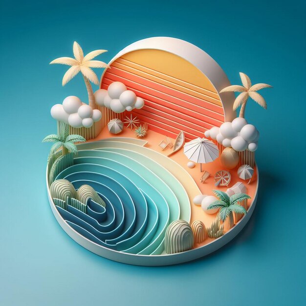 3d summer seascape beach