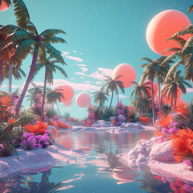 3D Summer vibe background