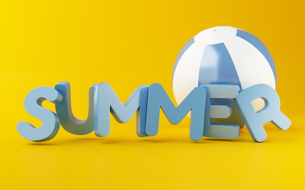 Photo 3d summer word with beach ball.