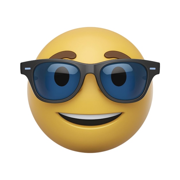 3D Sunglasses emoji with a cool expression isolated on white background