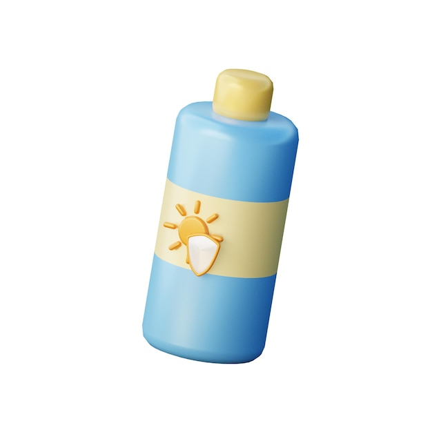 3D Sunscreen Lotion Illustration