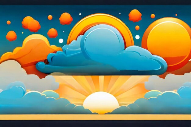 Photo 3d sunset and cloud view