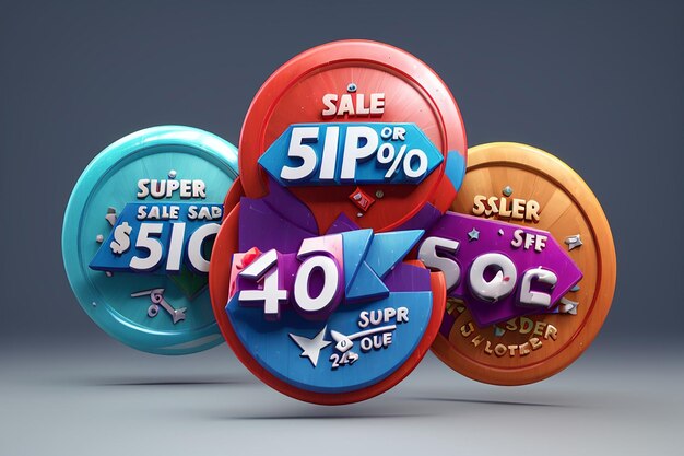 3d super sale discount badge promotion