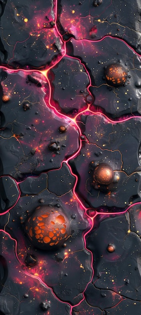 Foto superficie 3d di roccia nera scura roccia cosmica dallo spazio