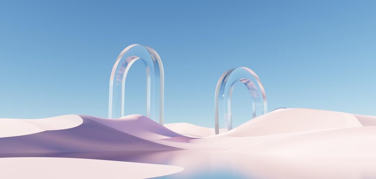 3D Surreal Beautiful Dream land background Абстрактная дюна в зимнем пейзаже с геометрическим