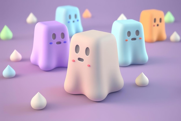 A 3d sweet ghost avatar with a gentle pastel hue and a finely crafted overall physique was like a cartoon ghost