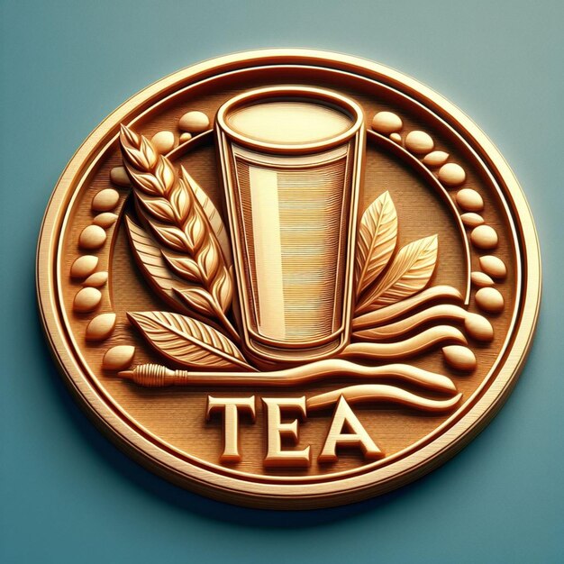 3D tea drink logo suitable for stamps