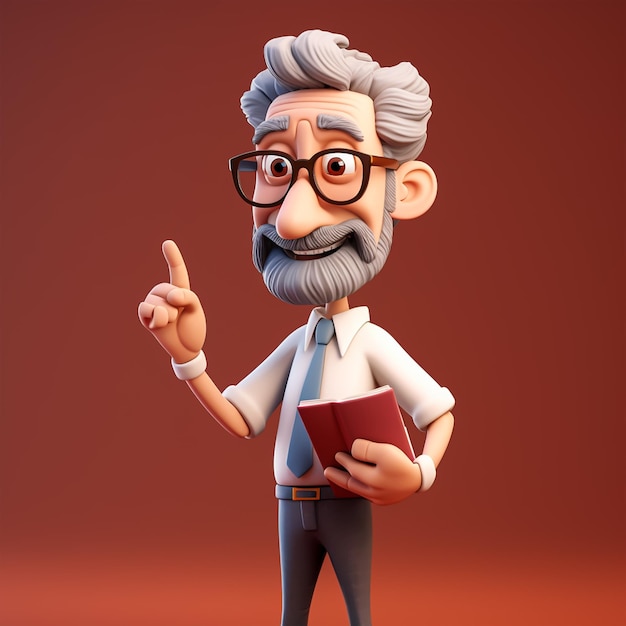 3d teacher cartoon character