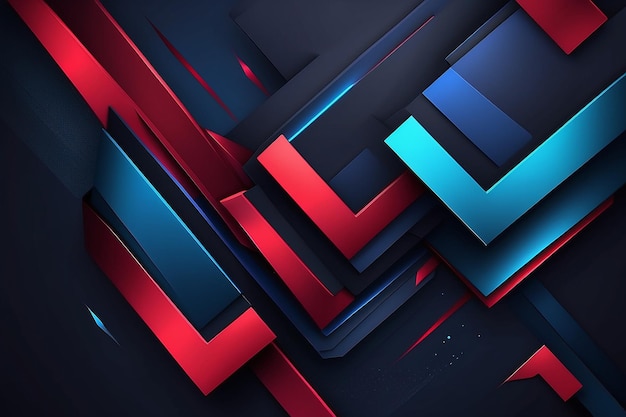 3D Techno Overlap RedBlue Abstract Background with Rhombus Decoration