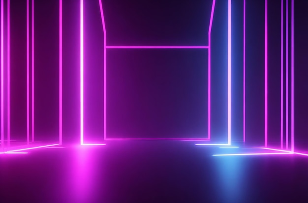 3d technology abstract neon light background empty space scene spotlight