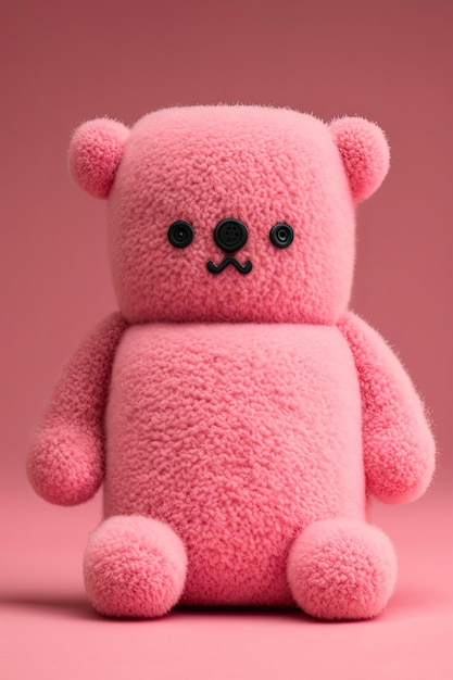 3d teddy bear toy on pink background close up Ai generated