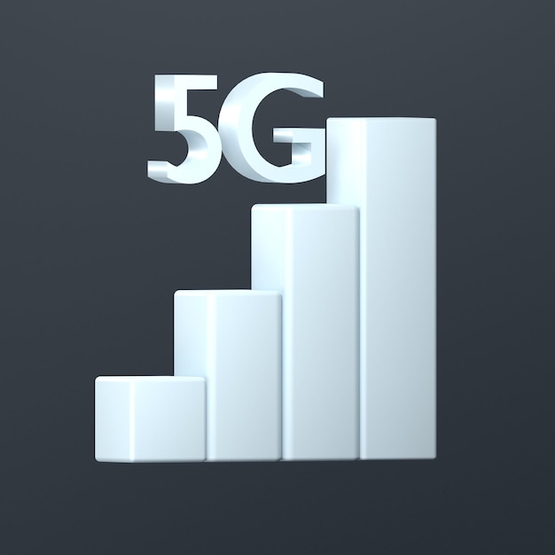 3D-tekenfilm laag poly signaal 5G pictogram