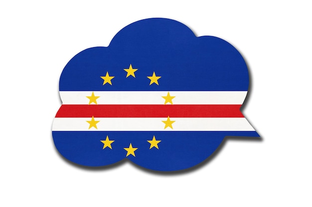 3D-tekstballon met Kaapverdische nationale vlag geïsoleerd op een witte achtergrond. Spreek en leer taal. Symbool van het land van Kaapverdië. Wereld communicatie teken.