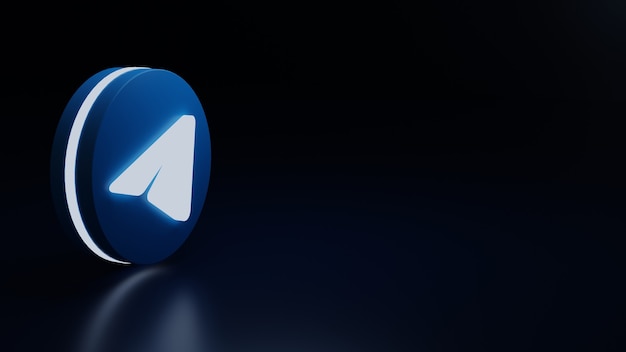 3d telegram logo icona bagliore di alta qualità rendering