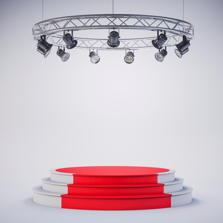 Photo 3d template of blank empty podium stage
