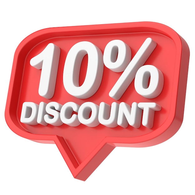 Photo 3d ten percent discount 10 discount 10 sale