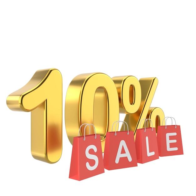 3D ten percent sale 10 sale Golden sale badge