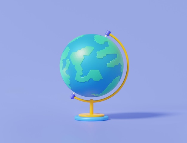 사진 보라색 배경 과학 학습 지리 교육 여행에 3d 지상파 지구 단일 아이콘 최소한의 만화 귀여운 부드러운 3d 렌더링 그림xa
