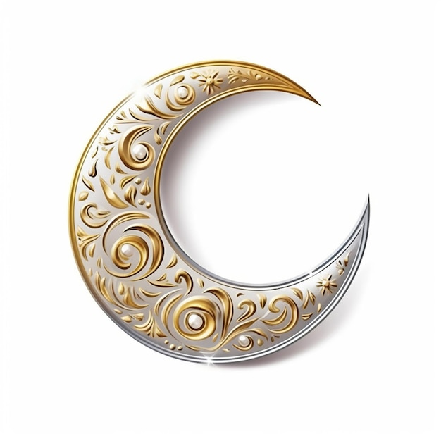 3D teruggegeven gouden sier Eid Crescent moon