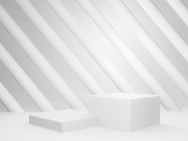 3D teruggegeven witte geometrische productstandaard en lichten