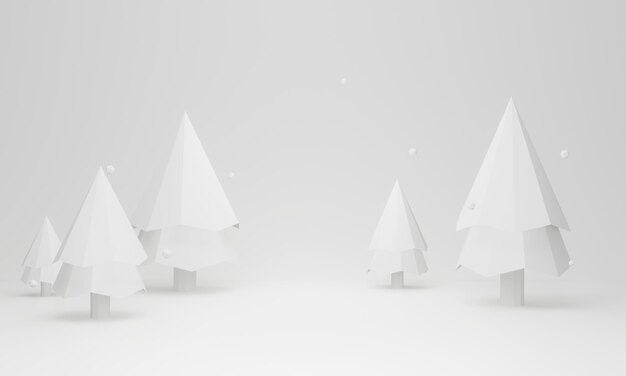 3D teruggegeven witte lage veelhoek Kerst achtergrond.