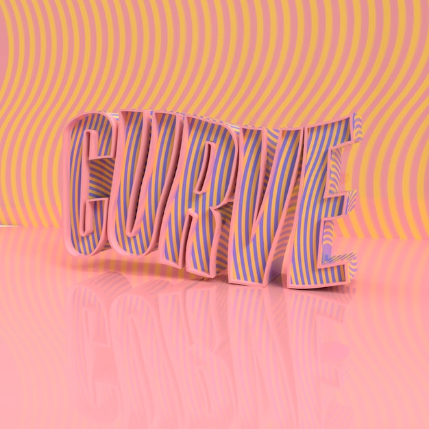 3D text effect with word curve