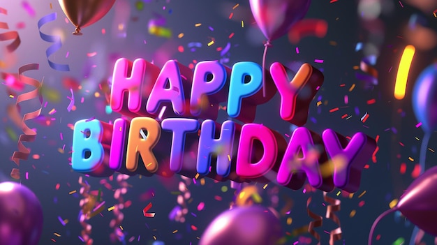 3d text HAPPY BIRTHDAY bright banner ar 169 Job ID 738da22411a6409381ba5d25fd16875a