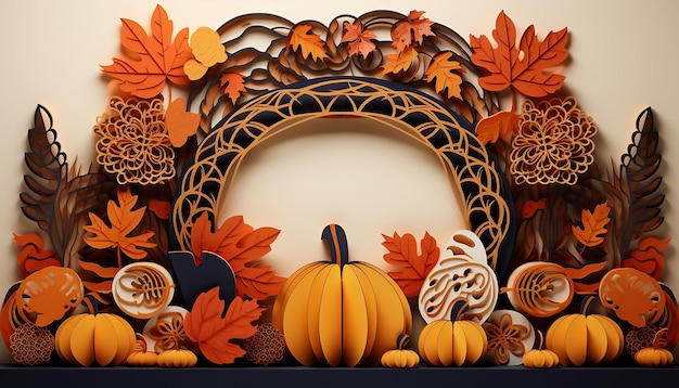 3d thanksgiving paper cut out background