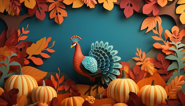 3d thanksgiving paper cut out background