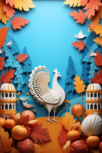 3d thanksgiving paper cut out background