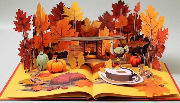 3d thanksgiving paper cut out diorama book