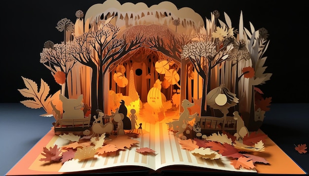 Photo 3d thanksgiving paper cut out diorama book