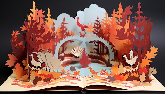 3d thanksgiving paper cut out diorama book