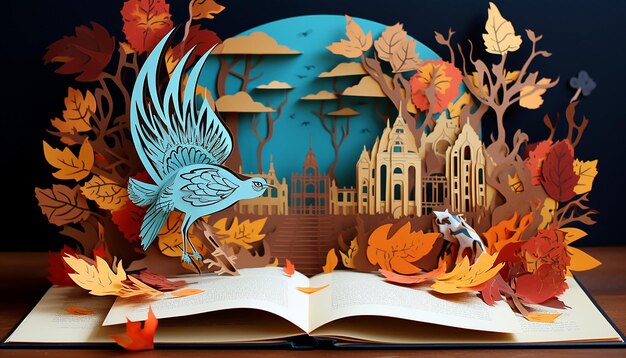 3d thanksgiving paper cut out diorama book