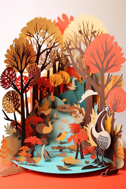 3d thanksgiving paper cut out diorama book