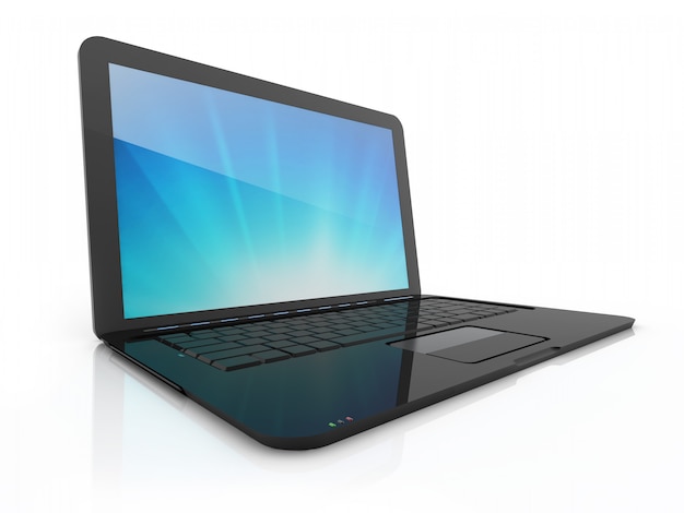 Photo 3d thin stylish black laptop