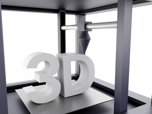 3D Three dimensional printer.