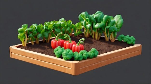 3D レンダリング 植えられた野菜