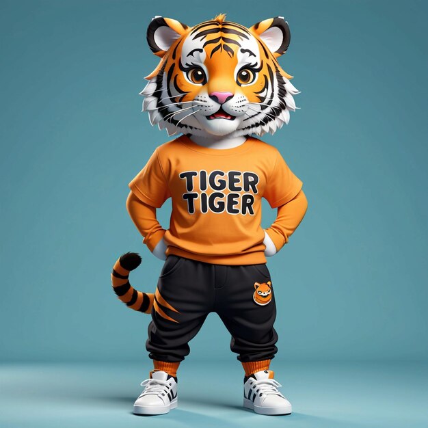 Photo 3d tiger animal character