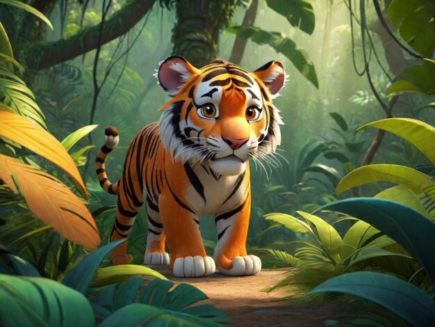 Photo a 3d tiger cartoon character