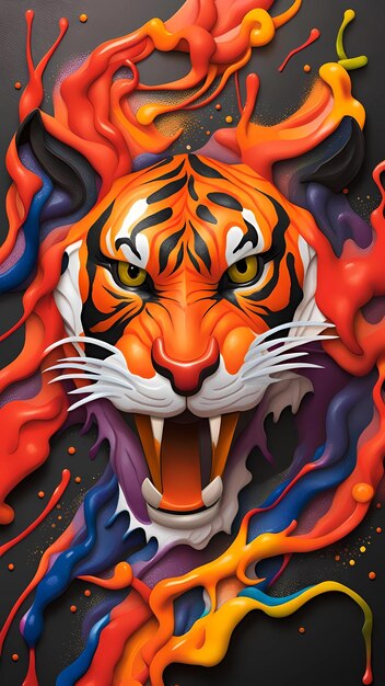 3D tiger head digital illustration